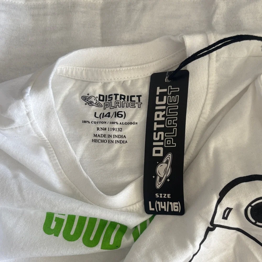 Boys L (14/16) Gaming Controllers Graphic Tee - White with Green Text